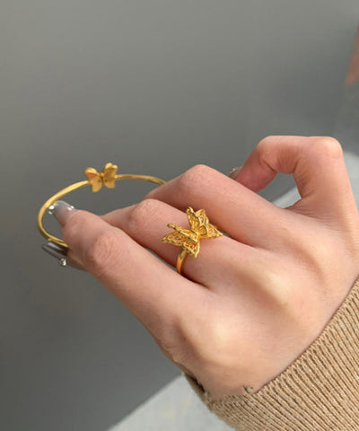 Boutique Gold Sterling Silber Oververgoldete Schmetterlingsringe 
