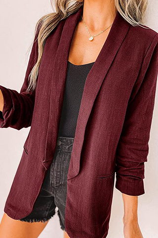 Elegante Oberbekleidung mit einfarbigem Patchwork-Umlegekragen und Taschen (12 Farben) 