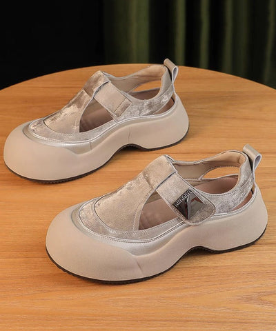 Neue Apricot Hollow Out Atmungsaktive Plateausandalen 