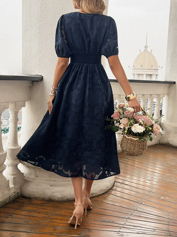 Vestido midi de manga corta abullonada Theadora 