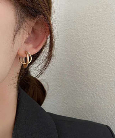 Pendientes de estilo frío para mujer con anillo superpuesto de oro DIY 