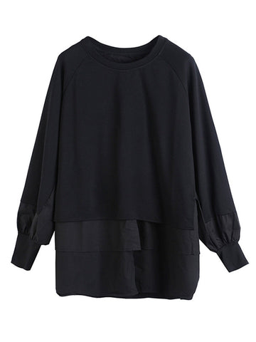 Camiseta de manga larga con dos piezas divididas 