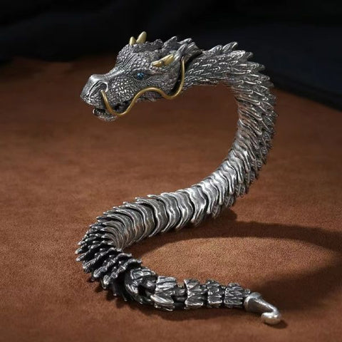 Sterling Silver Handmade Dragon Chain Bracelet