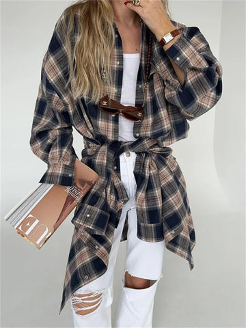 Camisas Tossy Lapel Otoño 2023, prendas de vestir exteriores de moda para mujer, contraste de manga larga, patchwork, elegante abrigo para mujer, cárdigan, camisas para mujer 