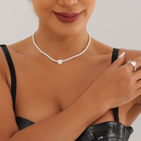 Perlenherz Halskette Ring Armband 