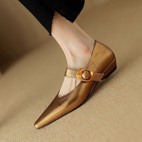New Size 34-40 INS Brand Women Ballet Flats Shoes Soft Real Leather Pumps Shoes for Woman Strap Wedding T-Strap Heel Shoes