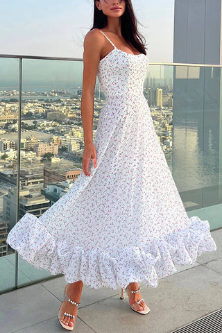 Vestido midi para banquete, fiesta, bustier con volantes y estampado floral de Spotlight Delight 