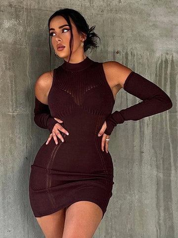 Sheer Bodycon Dress Reversible Halter Sexy Night Out Pencil Mini Dresses