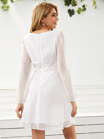 Birthday Mini Dresses White Long Sleeves Short Dress