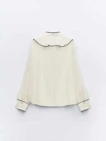 Ruffle Jacquard Print Blouse
