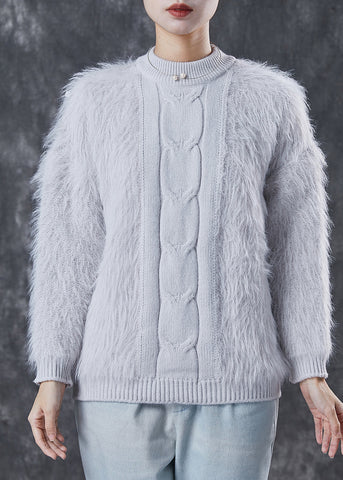 Bohemian Grey Thick Patchwork Knit Short Sweater Winter