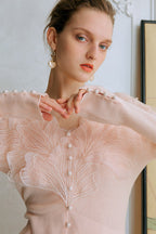 Feather Lace Detail Knit Top