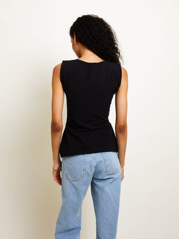 Camiseta sin mangas multiusos anudada de algodón 