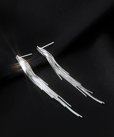 Skinny Silk Sterling Silver Overgild Tassel Drop Earrings