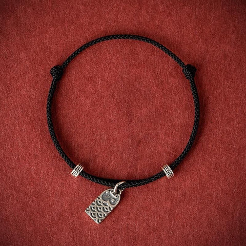 Sterling Silver Good Luck Koi Academic Progress Red Rope Braided Bracelet