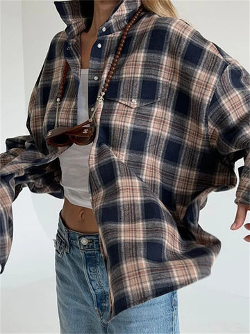 Camisas Tossy Lapel Otoño 2023, prendas de vestir exteriores de moda para mujer, contraste de manga larga, patchwork, elegante abrigo para mujer, cárdigan, camisas para mujer 