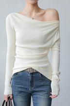 Chic Off Shoulder Fitted Knit Top