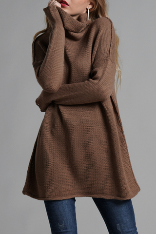 Casual Solid Split Joint Turtleneck Tops Sweater