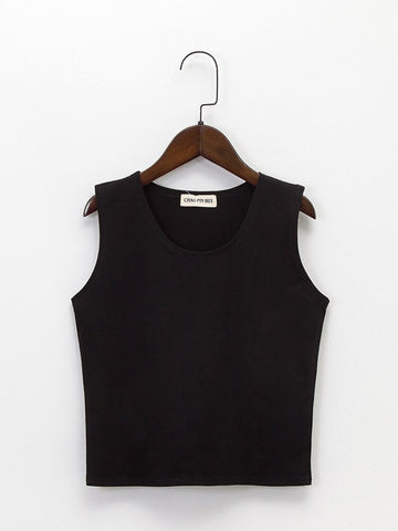 Camisola sin mangas con cuello redondo y retazos de color puro para mujer, top sexy de moda, camisetas sin mangas informales de verano, chaleco ajustado para mujer 
