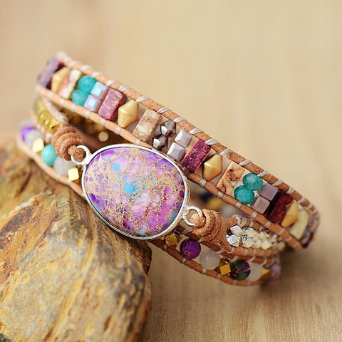 Pulsera romántica de jaspe morado 