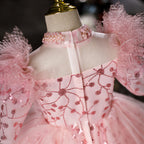 Blumenmädchenkleid, Kinder-Oster-Kommunionkleid, Sommerkleid in Rosa mit Pailletten, Prinzessinnenkleid 
