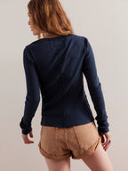 Buttoned Ribbed Knit Cardigan