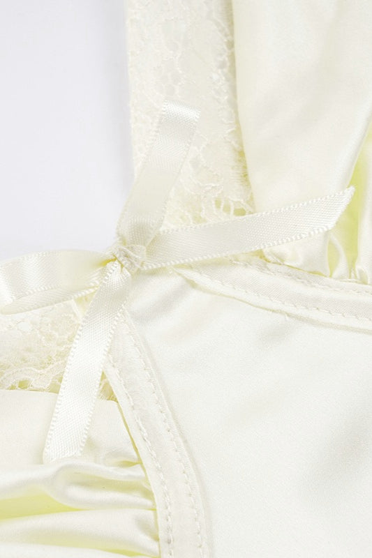 Sweet Satin Bow Ruched Cami Top