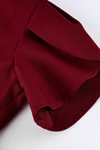 Petal Sleeve Ruffle Hem Fitted Blouse