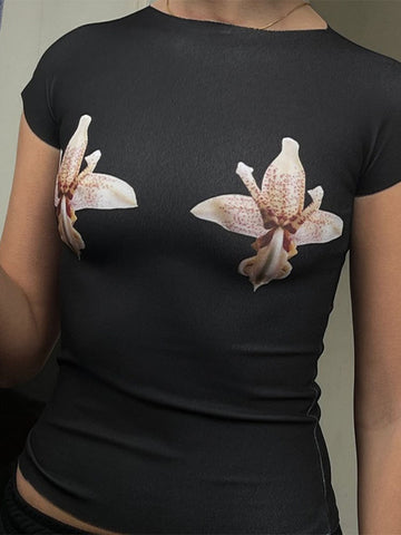 TARUXY Blumen-Minikleid-Set für Damen, Sommer, figurbetont, O-Ausschnitt, schlanke Crop-Tops, Damen, Strand, sexy, schmaler Rock, 2-teiliges Set, Damen-Outfits 