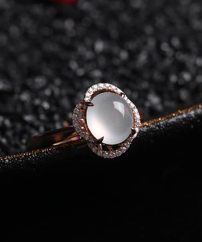 Anillos de jade y circonitas dorados en plata de ley rosa DIY 