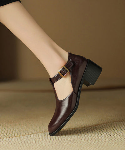 Schwarze klobige Schuhe aus Rindsleder mit Hohlsaum 