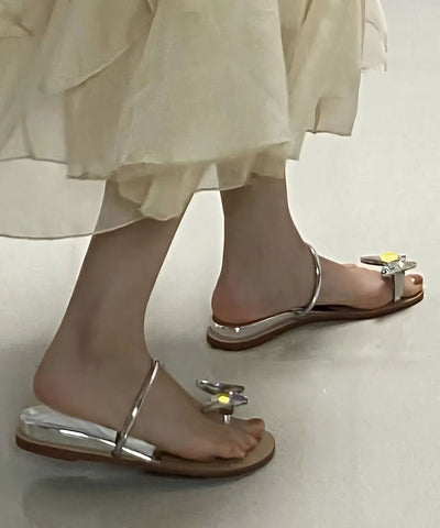 Fashionable And Versatile Butterfly Rhinestone Flat Slide Sandals