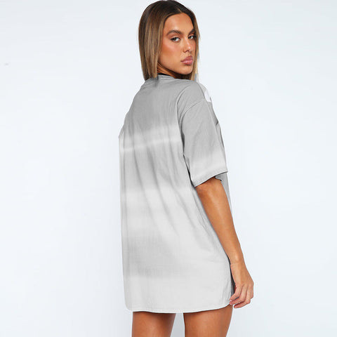Camiseta holgada larga con estampado urbano que cubre la cadera para mujer 