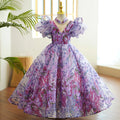Kommunionkleid für Babys und Kleinkinder, lila Pailletten, bauschig, Prinzessinnenkleid 