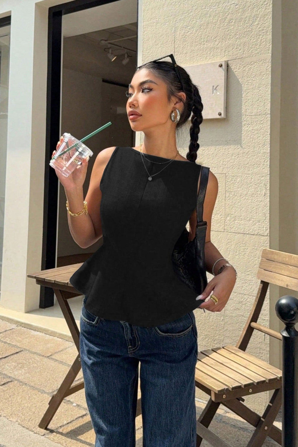 Backless Bow Tie Ruffle Hem Blouse