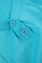 Buttoned Puff Sleeve U Neck Slim Blouse