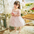 Vestido de niña de verano con estampado de flores rosas para comunión, bonito vestido de princesa 
