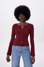 Flare Sleeve Button Cardigan