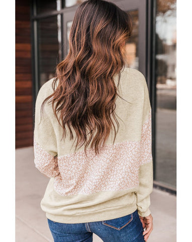 Sweater Women Long Sleeve Autumn Leopard Splicing Street Pullover Sweater Women
