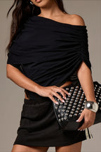 Solid Ruched Cape Loose Blouse