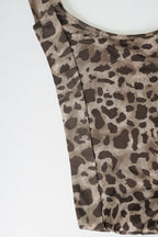 Leopard Asym Shoulder Sleeveless Halter Top