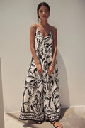 Vacation Coconut Print Loose Boho Dress