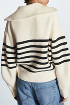 Fashion Wool Blend Open Collar Sweater