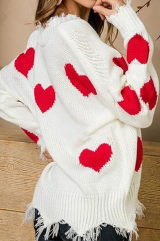 Lässiger Pullover mit V-Ausschnitt und Quastenkontrast 