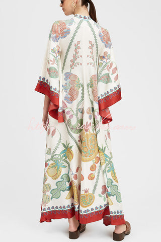 Shine The Light Unique Printed High Neck Bell Sleeve Loose Maxi Dress