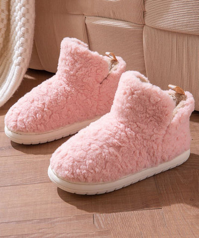 Casual Comfy Green Faux Fur Flat Shoes Fuzzy Wool Lined