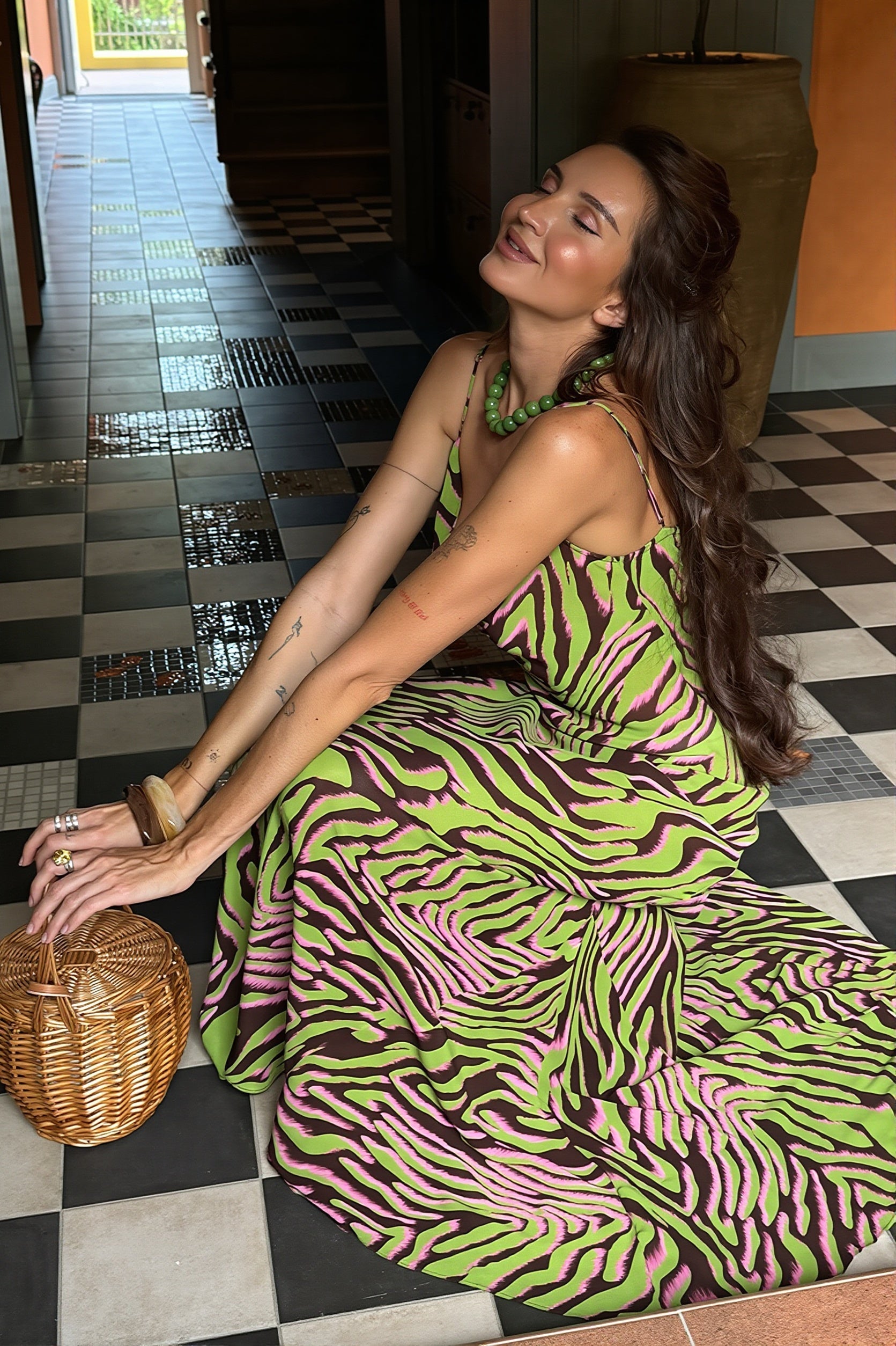 Sexy Satin Cami Backless Bodycon Maxi Dress