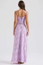 Lined Jacquard Satin Cami Maxi Dress