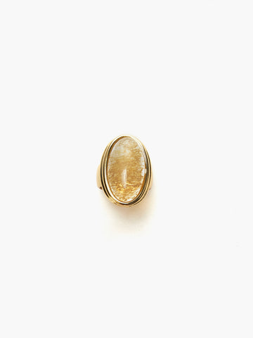 Anillo de cristal amarillo brillante 
