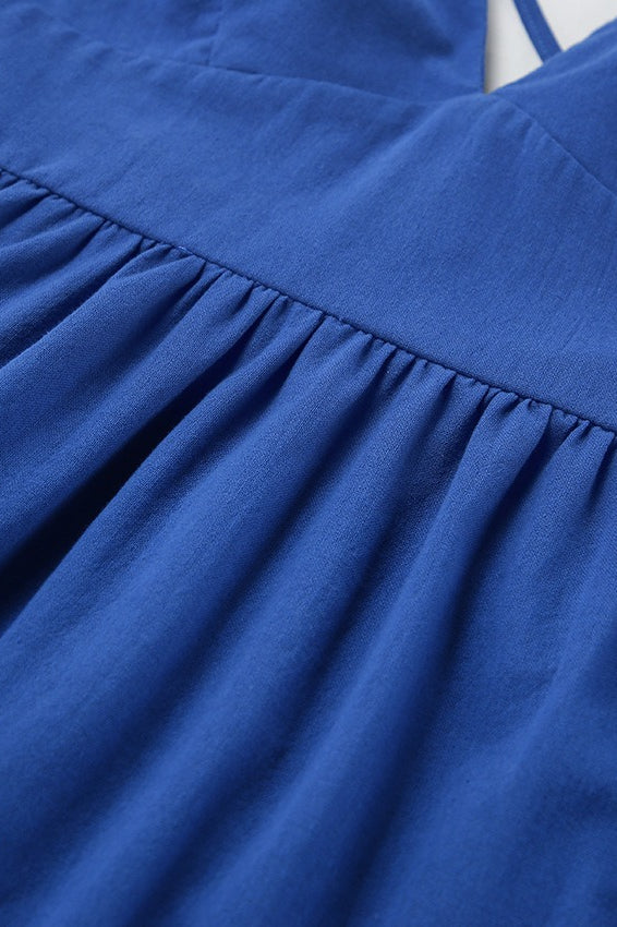 Klein Blue V-Neck Spaghetti Strap Maxi Dress